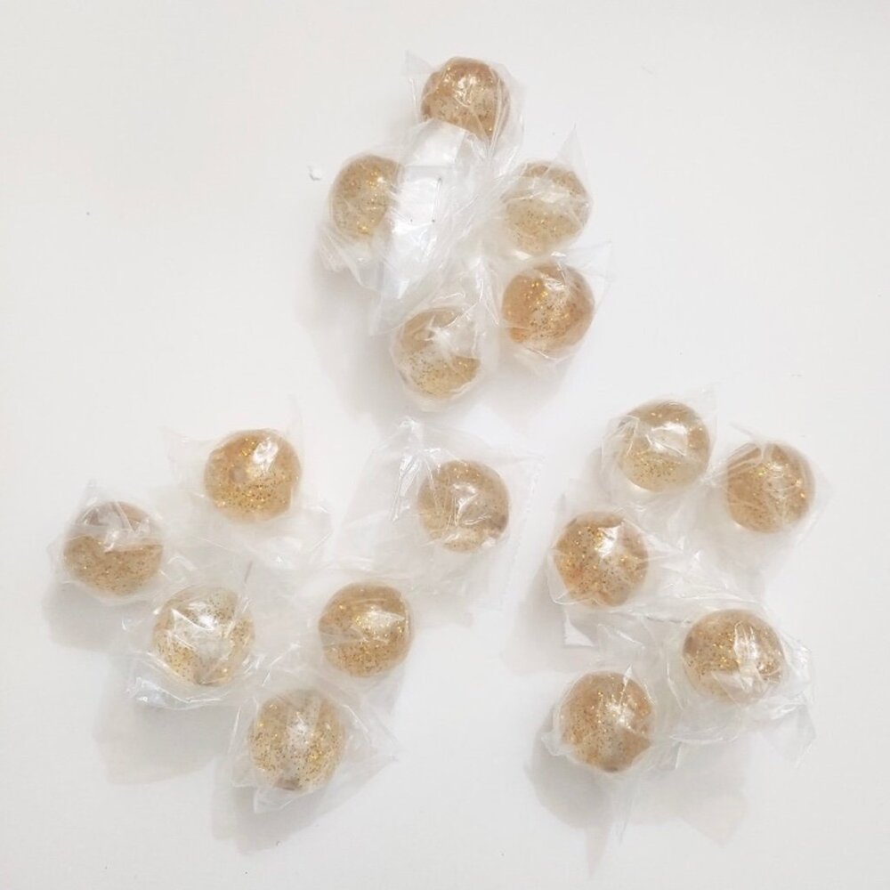 20 Resin Beads in Gold Sparkle - 25mm - NWOT